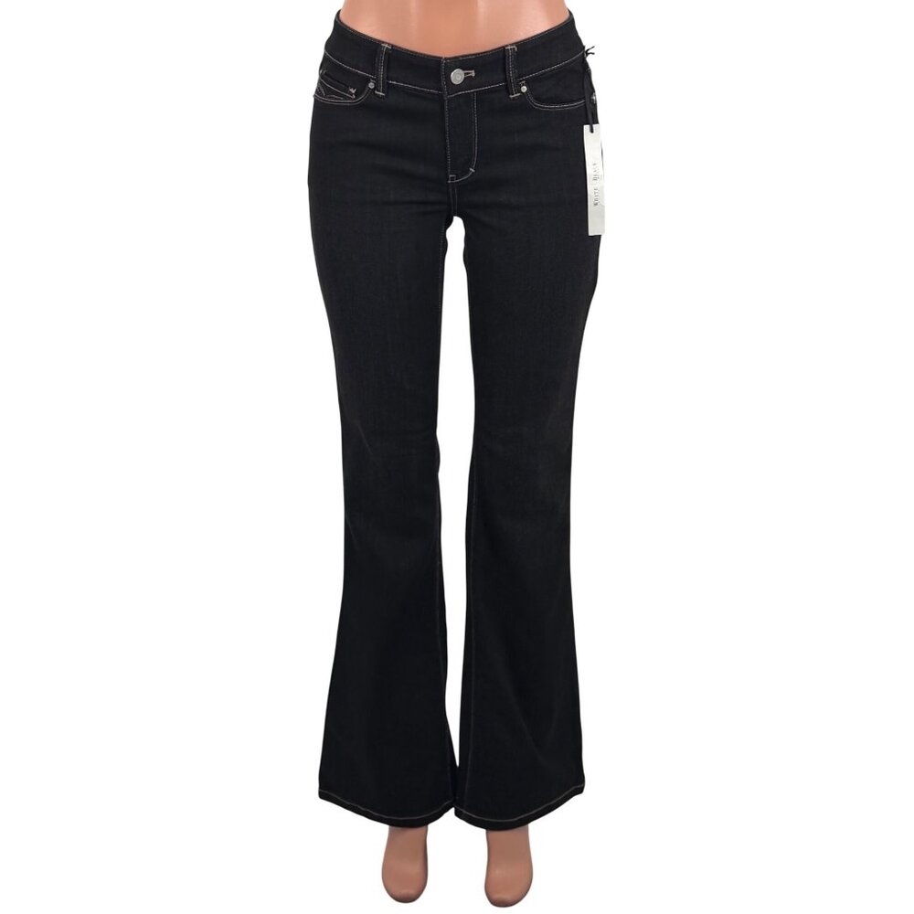 NWT White House Black Market Black Rhinestone Flare Jeans 4 | Indie Sleaze Retro - Picture 2 of 16